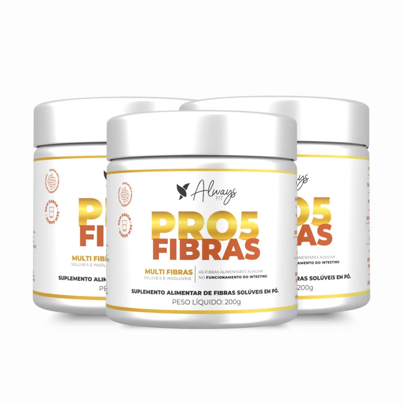Pro5Fibras - Saúde Intestinal - Inulina, Goma Acácia, Psyllium, Beta Glucana e FOS