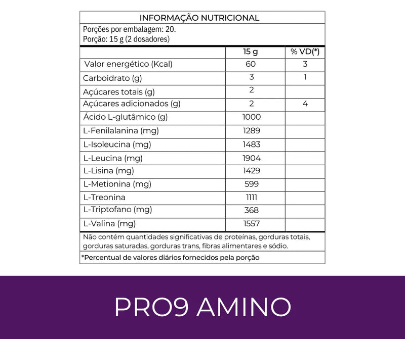 Pro9Amino – Todos Aminoácidos Essenciais + Glutamina